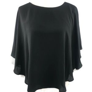 Nygard Women’s Chiffon Sherr Bat Wing Black Blouse